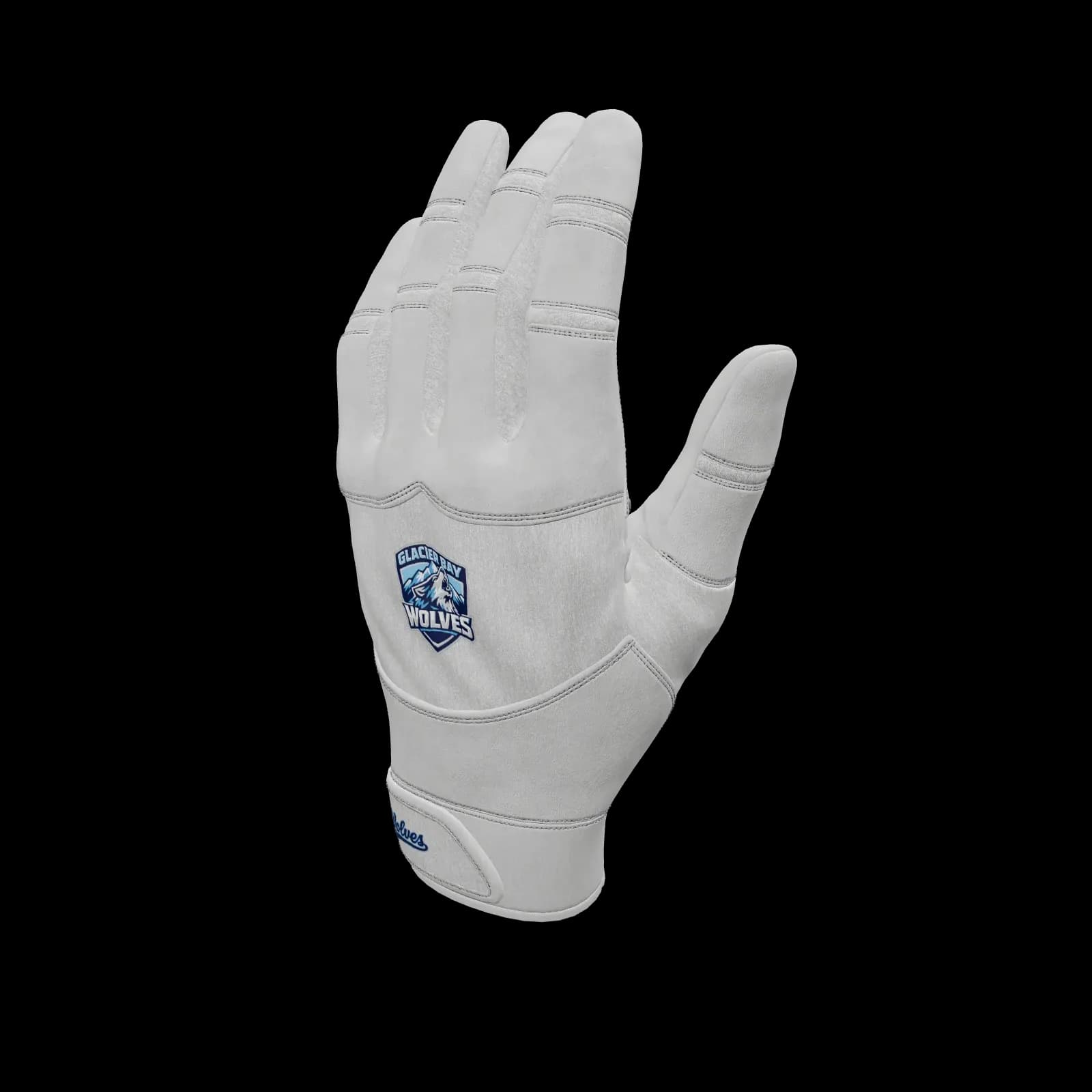 Whiteout batting glove, with team logo