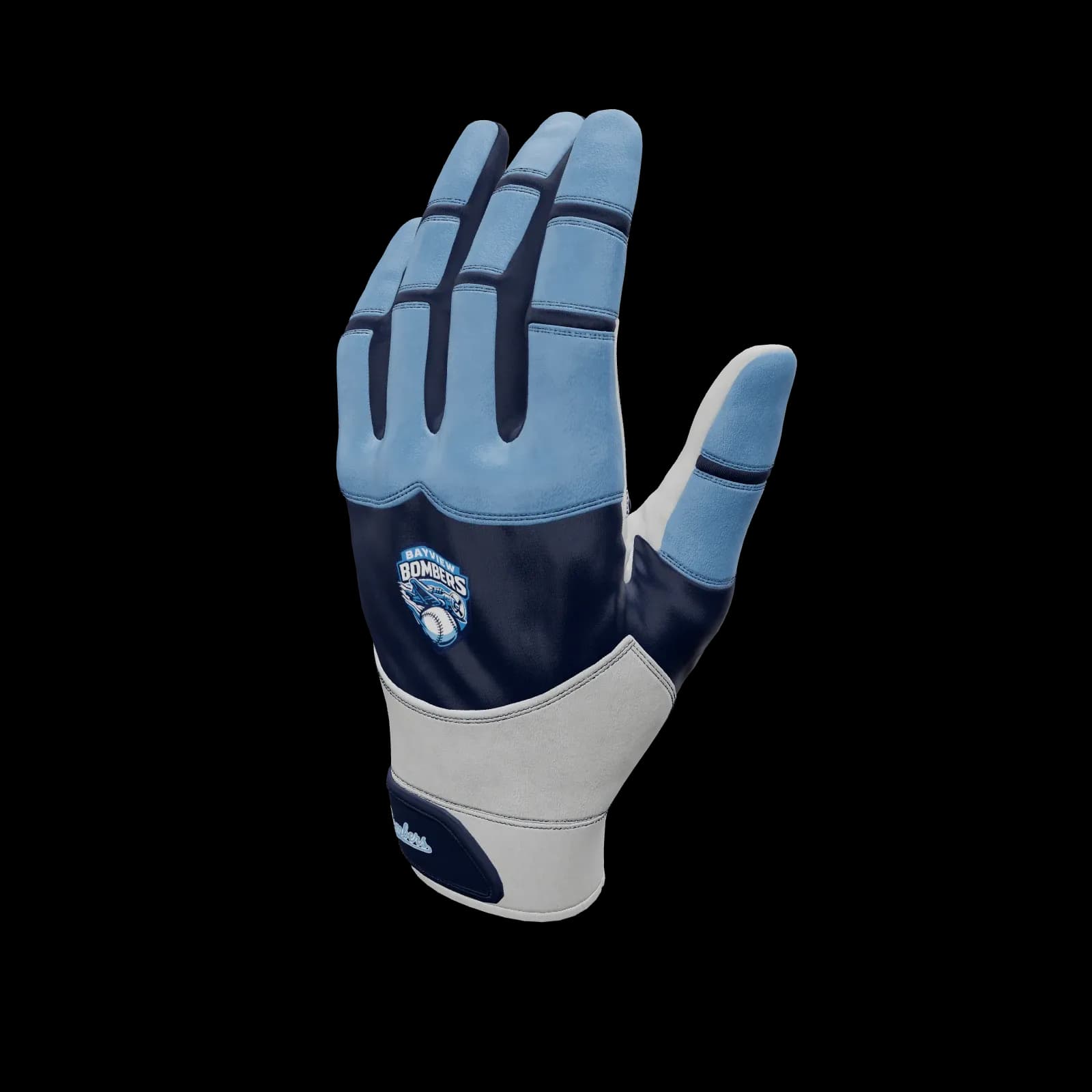 Columbia & Navy batting glove, with team logo
